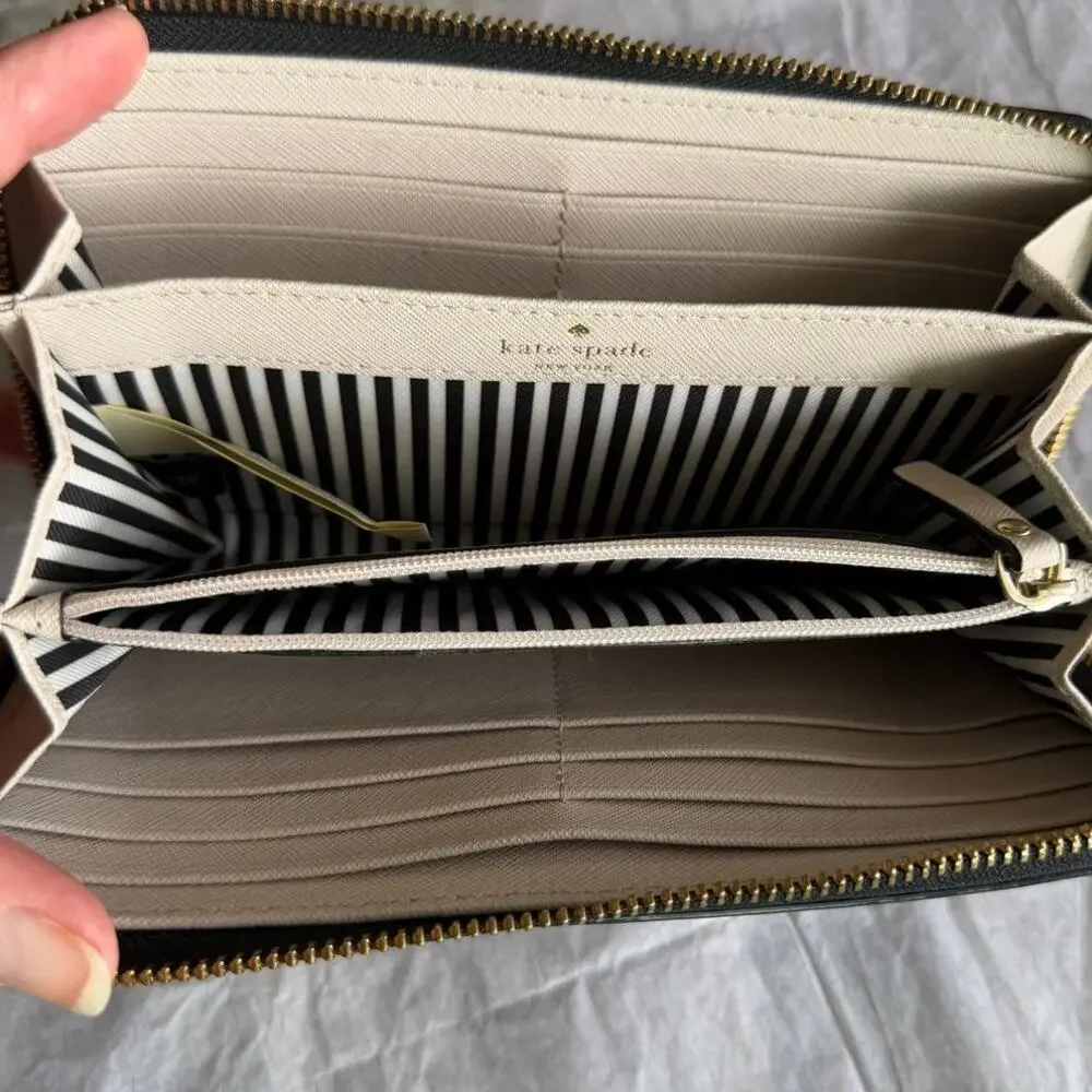 Kate Spade Cameron Street Lacey Color Block Saffiano Leather Wallet Black Cream